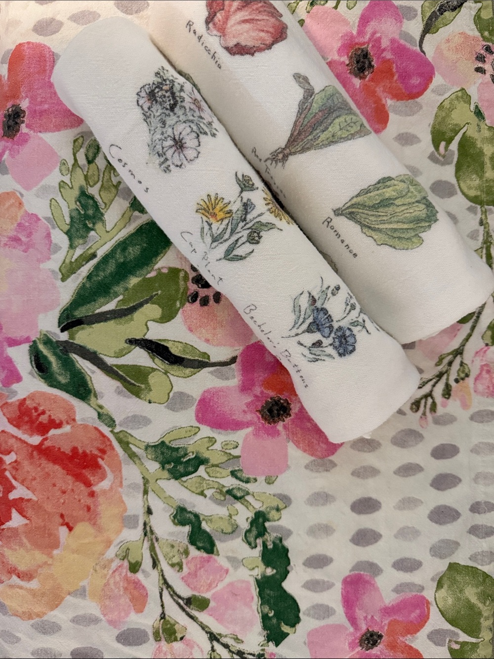 3-Pack NWOT 100% Cotton Kitchen Towels (2 28”x28” Flour Sack + 1 Vibrant Floral)